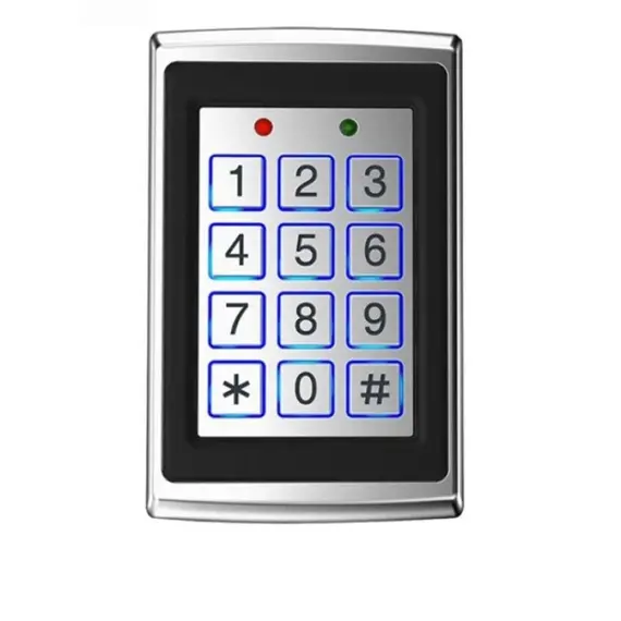 HONNOR SECURITY Önálló számkódos, kártyaolvasós beléptető rendszer, fém ház 125KHz EM RFID kártya, fém billentyűzet, Wiegand, Méret: 120x76x27mm