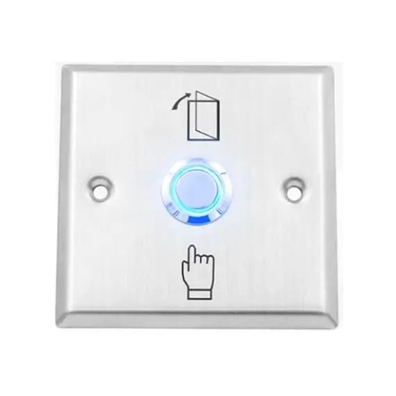 HONNOR SECURITY Nyomógomb, süllyesztett szerelésű, rozsdamentes, kiengedőgomb LED háttérvilágítás 86x86