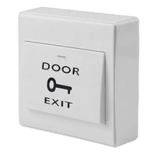 HONNOR SECURITY Műanyag, fehér, falon kívüli nyomógomb "EXIT" felirattal, NO/C/NC kontaktus, 86x86cm,