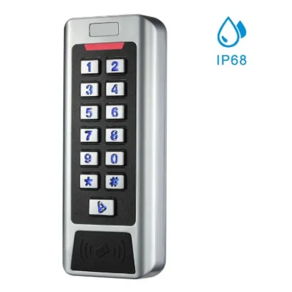 HONNOR SECURITY HS-CC1 - Fémházas, IP65 vízálló, két relés, RFID EM kártyaolvasó és önálló beléptető, fém billentyűzettel, 