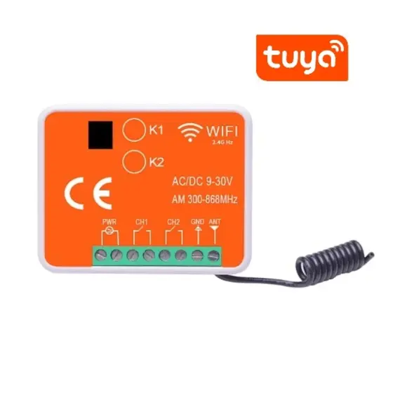 TIGERMAT TM-YET402WTR-MF univerzális vevő RX Multi Wifi 2 csatornával 433-868 MHz, Tuya alkalmazással is működtethető