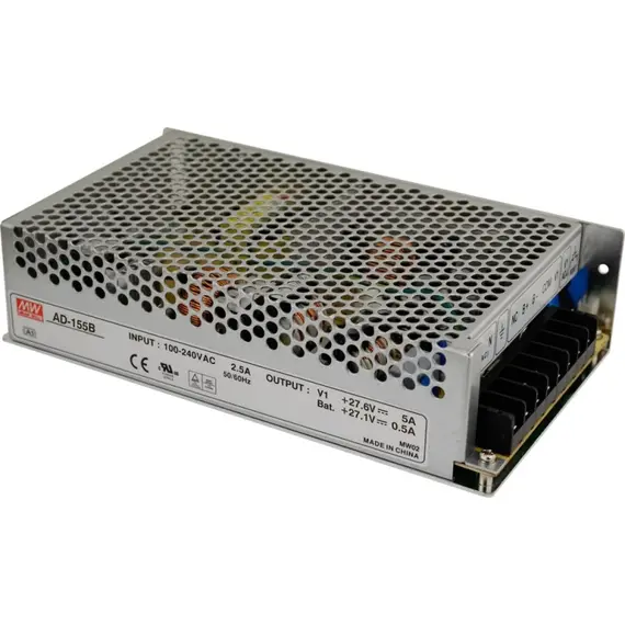 MEAN WELL AD kapcsolóüzemű tápegység akkumulátortöltővel, 5A/27.6VDC.
