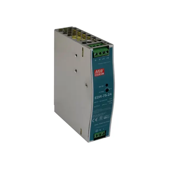 MEAN WELL DIN sínes tápegység. Tápfeszültség: 90÷264VAC / 127÷370VDC. Kimeneti feszültség: 3,2A/24VDC.
