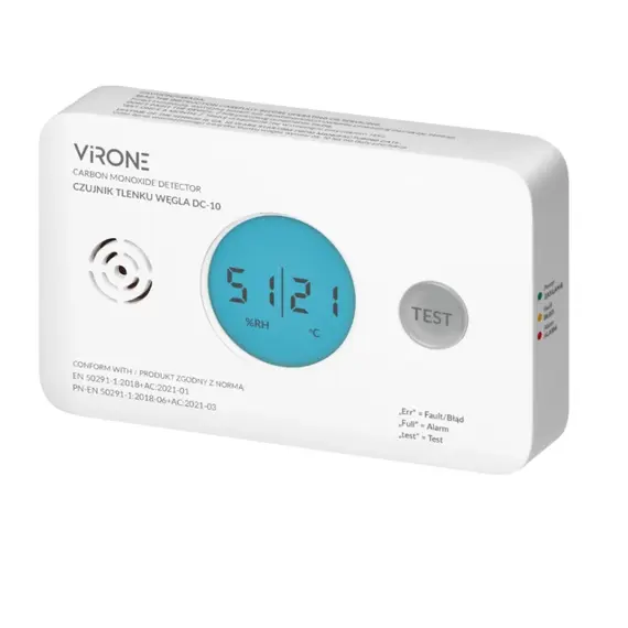 ORNO OR-DC-10 – Elemes szén-monoxid érzékelő, 2×AA, 10 év szenzorélettartam