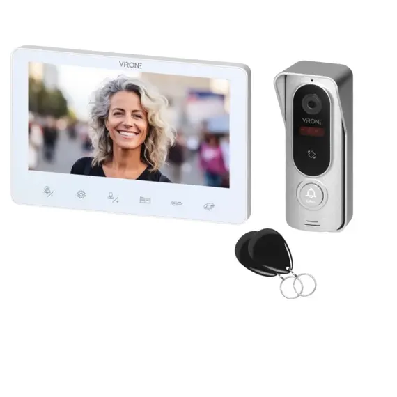 ORNO ORVDP-72/W ANGU – Egylakásos videós kaputelefon szett, 4-eres, 7" LCD, RFID, fehér