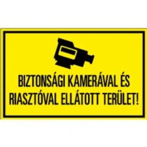 HONNOR SECURITY Kamerával megfigyelt és riasztóval ellátott terület! matrica 160x100 mm