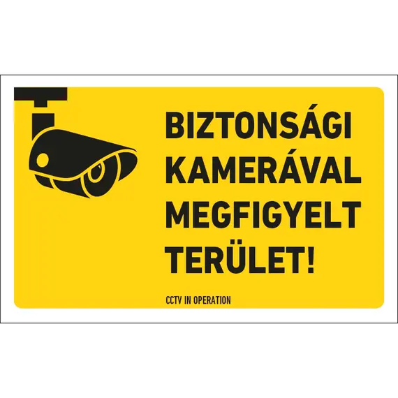 HONNOR SECURITY Biztonsági kamerával megfigyelt terület! matrica (belülről ragasztható) 250x160 mm