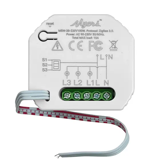 MYERS PARTIZAN-MYERS Wi-Fi-s (2.4GHz) Beltéri Világítás Relé csavarozható sorkapoccsal + ZigBee funkcióval