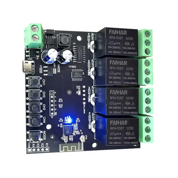 MYERS PARTIZAN-MYERS Intelligens relé, 4-csatornás, 12V, WIFI-re csatlakoztatható, PARTIZAN felhőalkalmazásból vezérelhető