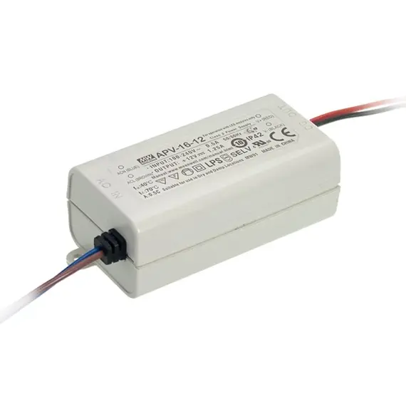 PULSAR APV 12V/16W/1.25A LED tápegység IP42 műanyag ház, rövidzár-, túlterhelés- és túlfeszültség-védelemmel
