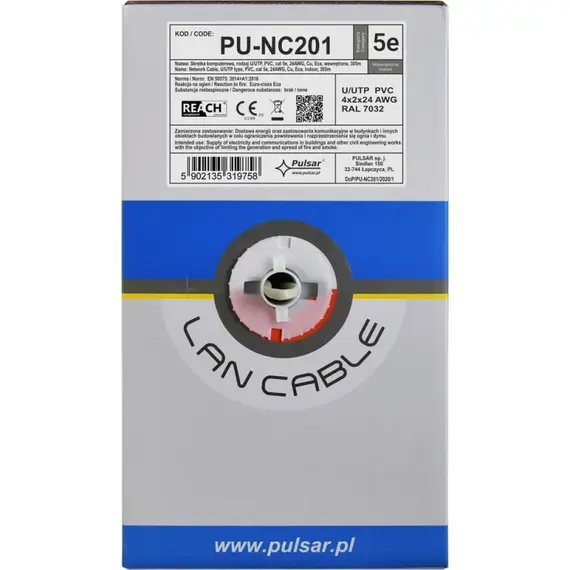 PULSAR PU-NC201 Twisted pair kábel U/UTP Cat 5e 24AWG Cu Eca beltéri 305m