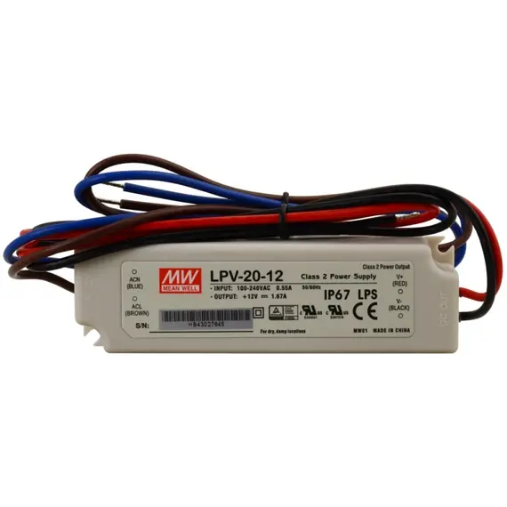 PULSAR LPV 24V/20W/0.84A LED tápegység IP67 védelemmel, kompakt méret, túlfeszültség- és rövidzár-védelemmel