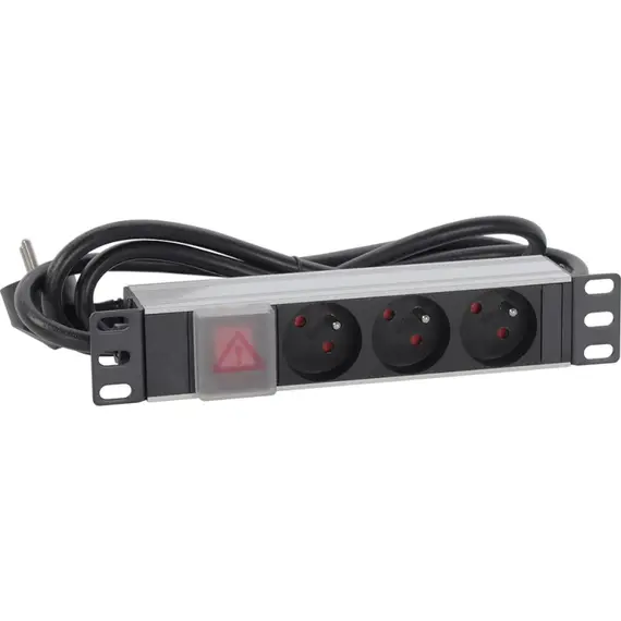 PULSAR PDU-10-3E Power distribution unit 230VAC – 3 aljzat – 10" Rack – 1U – alumínium keret – 1.73m kábel