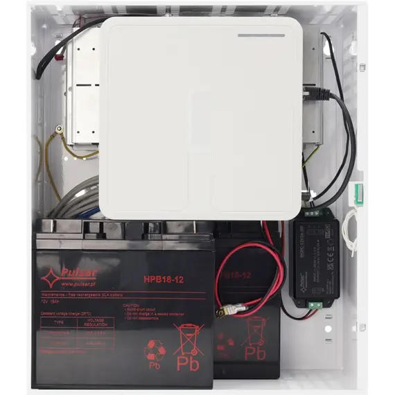 PULSAR PSB-120/54/2x17Ah Puffer tápegység rendszer PoE switch-ekhez és rögzítőkhöz, 54VDC 120W, 2x17Ah akkumulátor, fémház, LED kijelzés