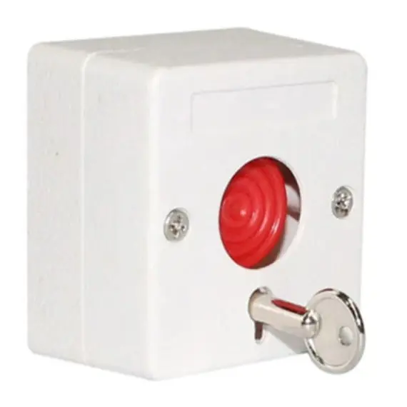 HONNOR SECURITY HS-68 Vészgomb, pánikgomb 12V 24V ABS műanyag kulcsos visszaállítású vezetékes vészriasztó gomb biztonsági rendszerhez