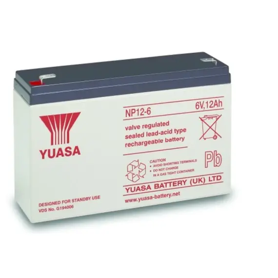 YUASA NP 12-6 Ipari VRLA Akkumulátor 6 V 3 Ah Zárt Gondozásmentes 5 év élettartam Professzionális kivitel