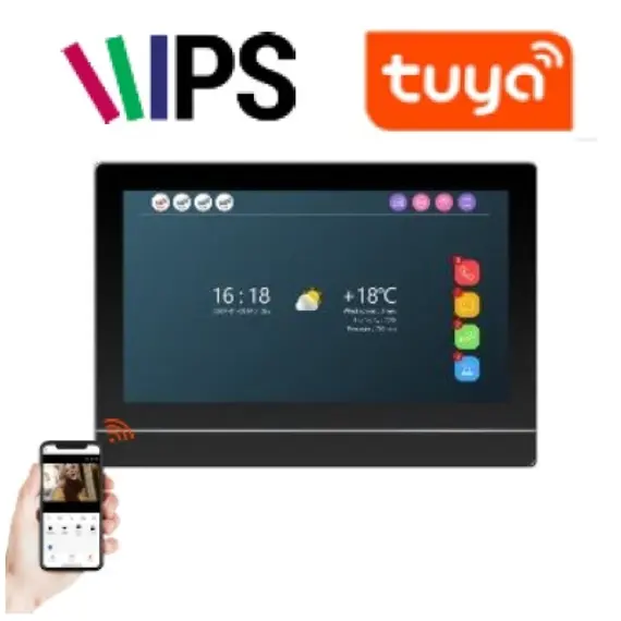 MORNINGTECH SOLLEYSEC MT-92710T1-2K – 7" Design Wi-Fi Beltéri Monitor (2.5D Üveg, 2-Vezetékes) Tuya alkalmazással