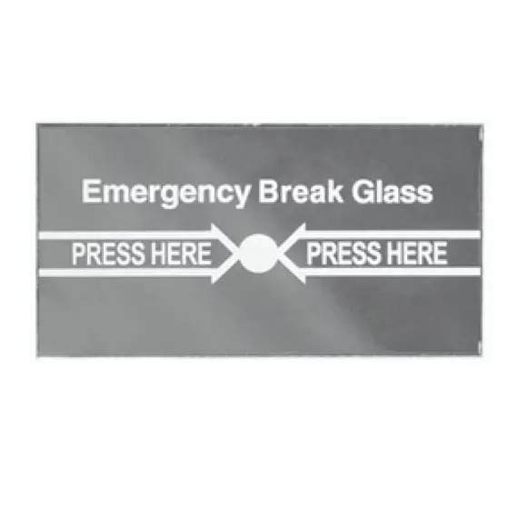HONNOR SECURITY Tartalék üveglap kézijelzésadóhoz, törhető üveg EB-20 kézijelzésadóhoz 74x40x1mm Emergency Break Glass felirattal
