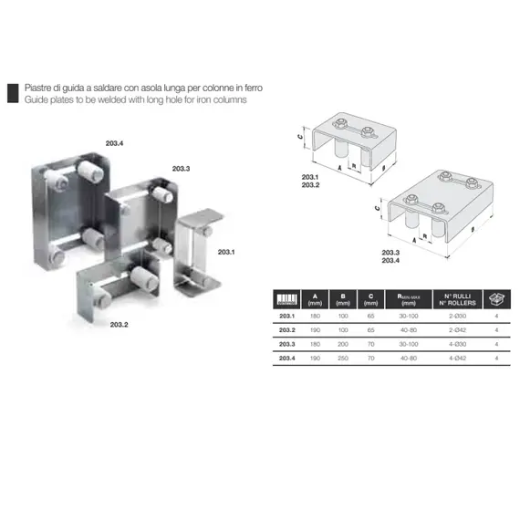HI-MOTION Görgős felső kapuvezető, 2 pár görgő
