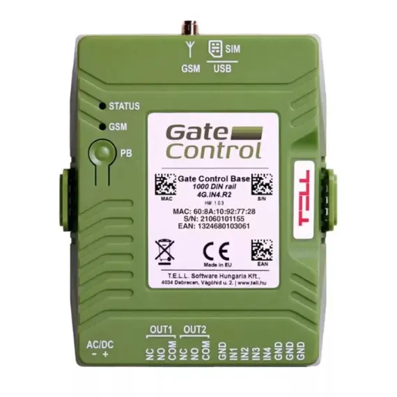 T.E.L.L. TELL - Gate Control BASE GSM-alapú 4G/2G távvezérlő elektromos kapukhoz és sorompókhoz