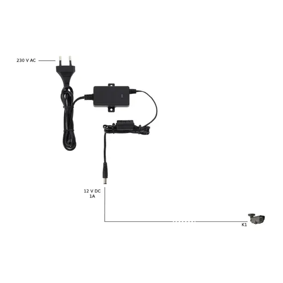 PULSAR Tápegység, asztali Tápegység CCTV-hez, kapcsolóüzemű,  adapteres kialakítás, stabilizált, 12Vdc, 1000mA.