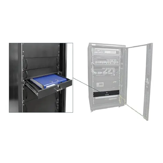 PULSAR rack fiók 2U acél fekete 19" RACK szekrényhez zárható 440x88x400 mm IP20