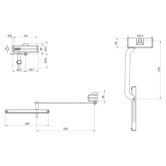 ASSA ABLOY AA-DC620G – Prémium kültéri, fogasléces kapucsukó csúszósínnel, fekete
