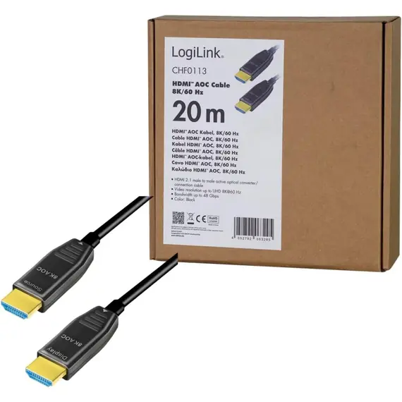 LogiLink AOC HDMI 2.1 -> HDMI 2.1 M/M video kábel 20m fekete