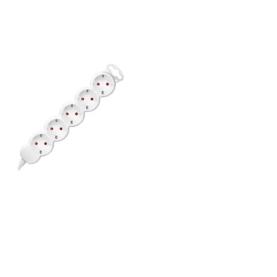 ORNO hosszabbító elosztó 5x 2P+F, 5 m, Schuko H05VV-F 3x1,5 mm2, Imax=16A, fehér