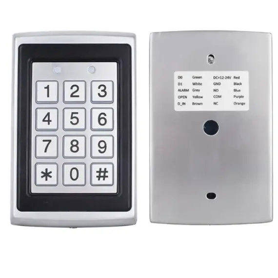 HONNOR SECURITY Önálló számkódos, kártyaolvasós beléptető rendszer, fém ház 125KHz EM RFID kártya, fém billentyűzet, Wiegand, Méret: 120x76x27mm