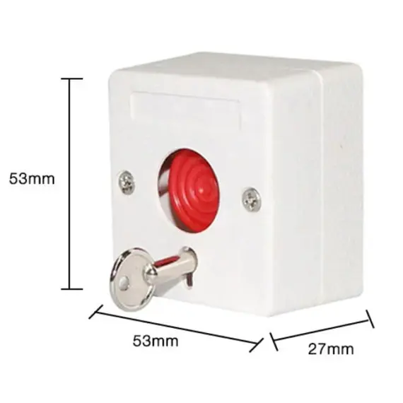 HONNOR SECURITY HS-68 Vészgomb, pánikgomb 12V 24V ABS műanyag kulcsos visszaállítású vezetékes vészriasztó gomb biztonsági rendszerhez