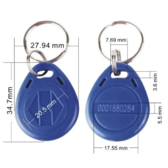 HONNOR SECURITY Proxyimity Tag 13.56 MHz Mifare kulcstartó, fekete, ABS ház, IP65, általános igénybevételre