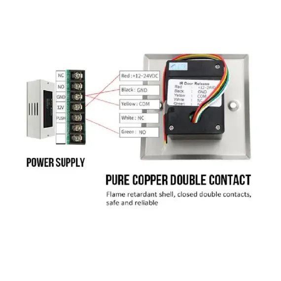 HONNOR SECURITY Érintésmentes, közelítés érzékeléses érzékelő kilépő gomb négyzet alakú süllyesztett