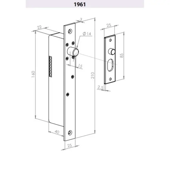 JIS Elektromos zár, csapóreteszes, 14mm átmérőjű retesz, állítható zárási idők 0, 3, 6, 9 másodperc, N/C, 12-24VDC