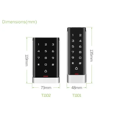 HONNOR SECURITY Egy ajtós vízálló beléptetés vezérlő, kódzár, kártyaolvasó és digitális érintőképernyős billentyűzet, háttérvilágítással.