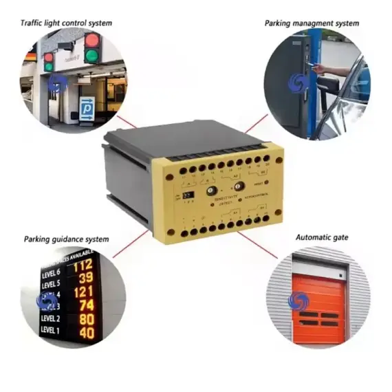 TIGERMAT TM-ILD-600 - Induktív hurokérzékelő, hurokdetektor, sorompó vezérlő, 2 csatornás, többfunkciós