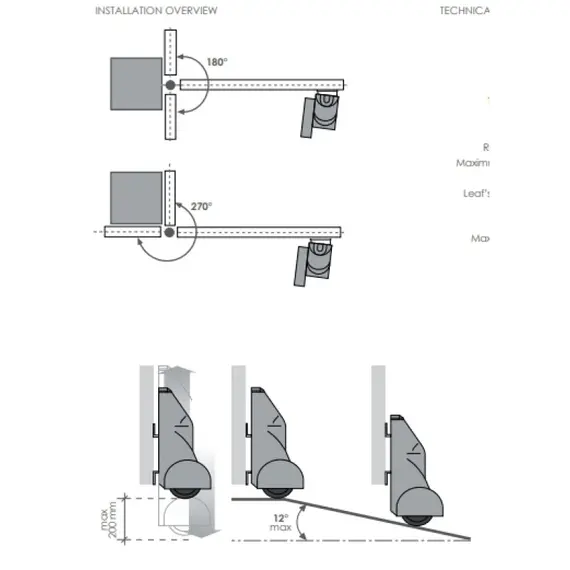 PROTECO Szárnyaskapu mozgató motor, balos, 230V-os, gördülő