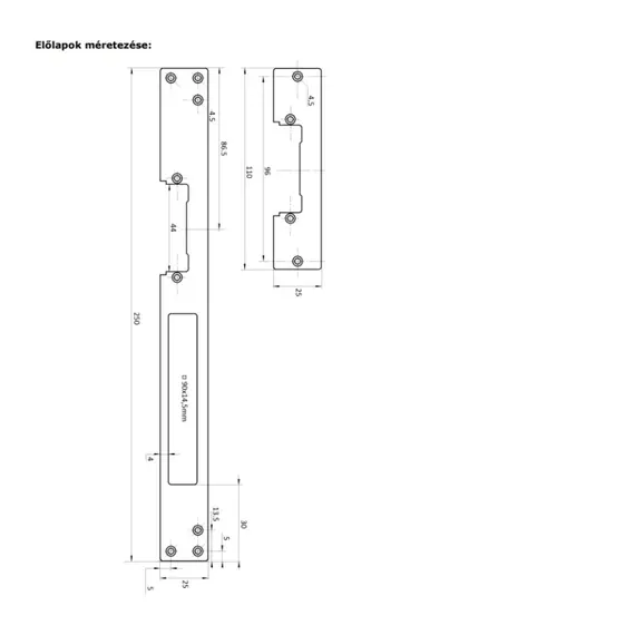 EMAGNET ZOA-LS elektromos ellenoldal 12V DC 250mA IP42 acél ház süllyesztett kivitel