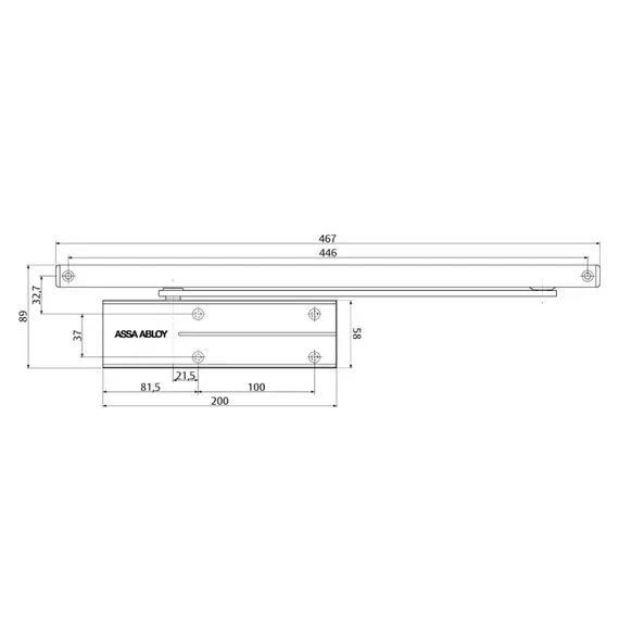 ASSA ABLOY AA sínes ajtócsukó, EN3/4, ezüst