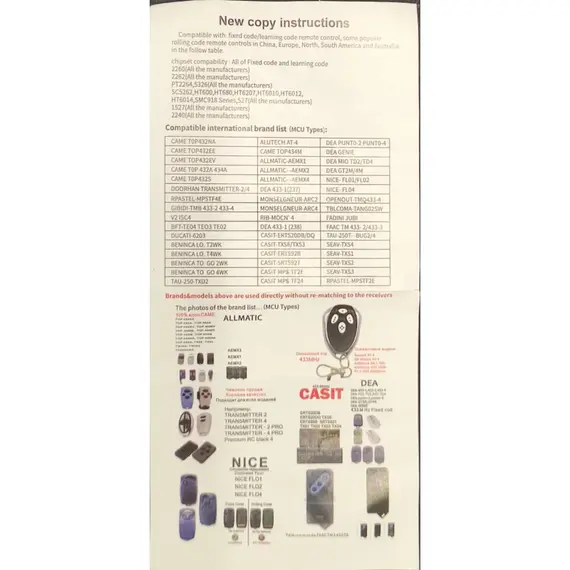 HONNOR SECURITY HS-R131C 4 ezüst gombos tanítható fix és ugrókód kód RF távirányító, 433,92 MHz / 315 MHz