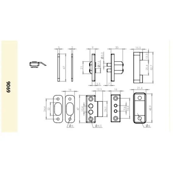JIS-6906 Elektromos átvezető, kontakt, ajtóba, 2-pólusú 12V-24V/2A