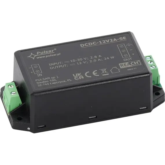 PULSAR DCDC-12V2A-SE DC/DC konverter 12 V 2 A step up/step down IP20 fémházas professzionális kivitel