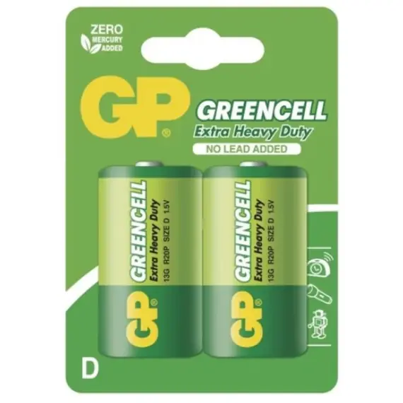 GP 13G-C2 GREENCELL Góliát Elem, 1,5 V cink-klorid (R20, D), kifolyásvédett, 2-es bliszter (R20 GP13G-C2) mérete: 34.2x61.5mm,