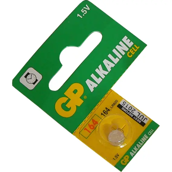 GP 164A / AG1 / LR60 / L621 Alkálifém Gombelem 1,5V / 13mAh, 6,8x2,2mm, alkáli