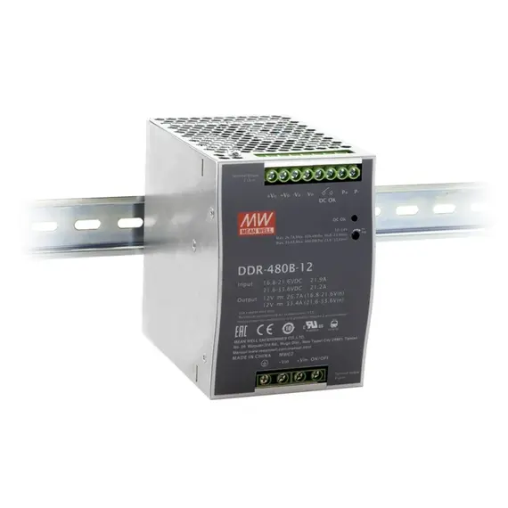PULSAR DDR-480D-24 24V 480W 20A DIN sínre szerelhető IP20 tápegység fémházas