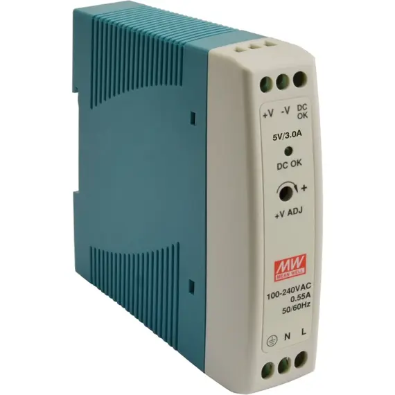 PULSAR MDR-20-5 5V 20W 3A DIN sínre szerelhető tápegység IP20 kompakt kivitel