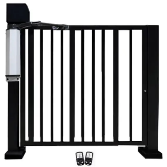 TIGERMAT TM-RS-140 Oldalsó rögzítésű keskeny csuklókaros ajtó/kapunyitómotor vezérléssel, 2db fix kód távirányító, 90° nyitási szög, max. 1200 mm, 140 kg ajtó 