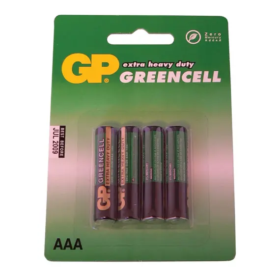 GP R03 GP24G-C4 Greencell AAA, 1,5V cink-klorid, mikro elem – 4db/Bliszteres kiszerelés