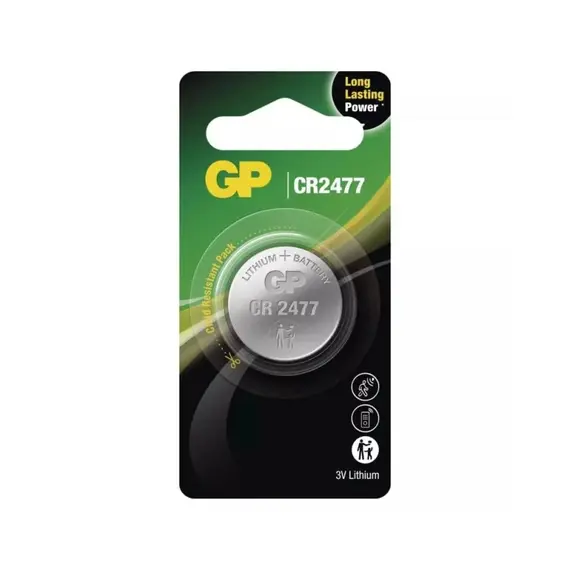 GP CR2477-C1 GP 3V lítium gombelem Méretei: 24,5 × 7,7 mm