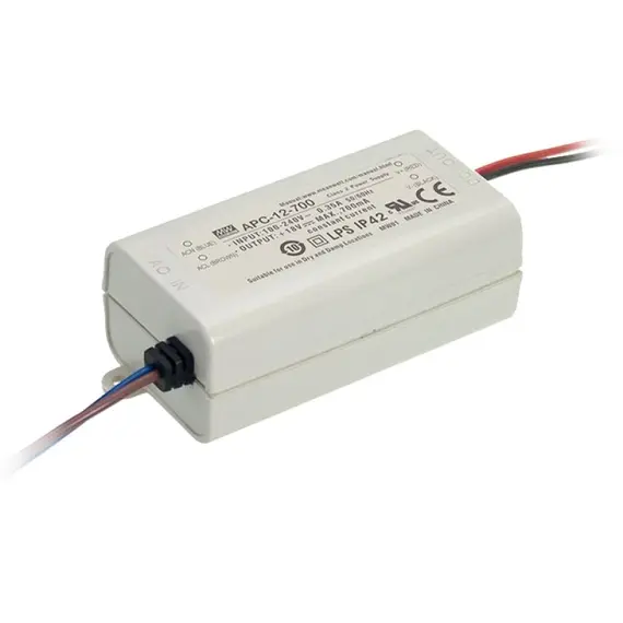 PULSAR APC-12-700 LED tápegység 9-18V DC 12W 700mA IP20 kompakt kivitel